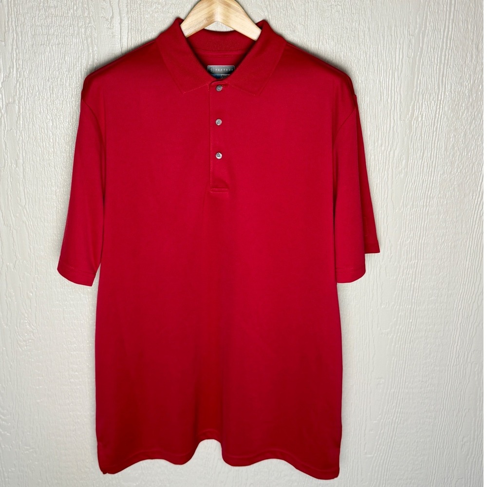 PGA Tour Airflux Polo Shirt Mens XLT Red Short Sleeve Golf Top Breathable Mesh